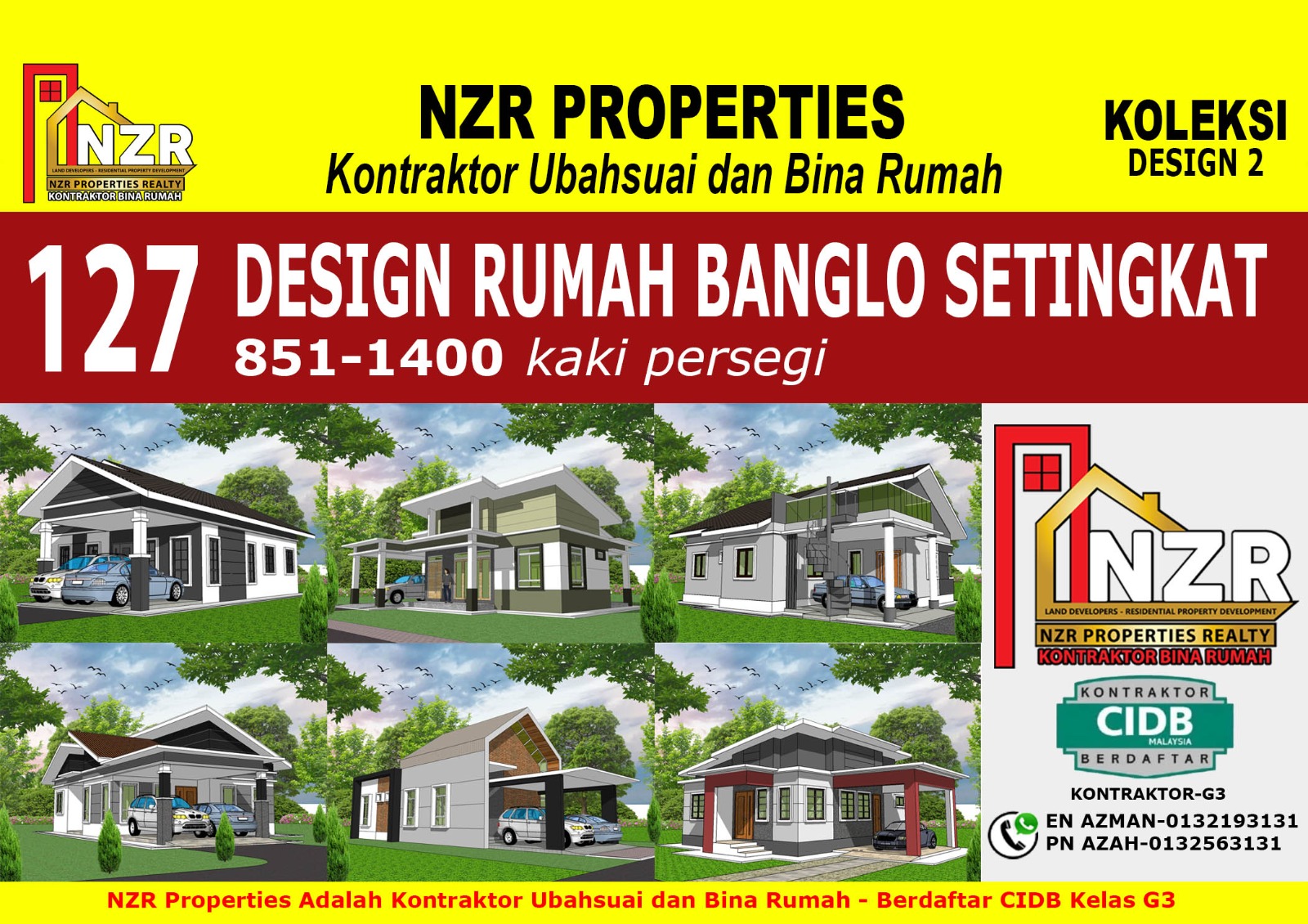 DESIGN 2- 127 Design Rumah Banglo Satu Tingkat- 851-1,400 kaki persegi