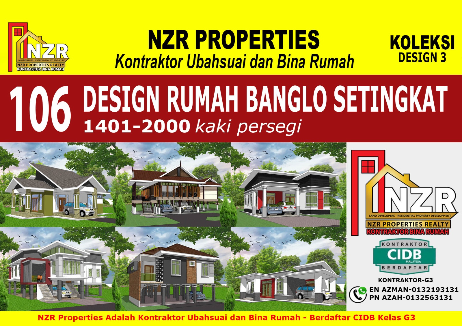 DESIGN 3- 106 Design Rumah Banglo Satu Tingkat- 1,401-2,000 kaki persegi