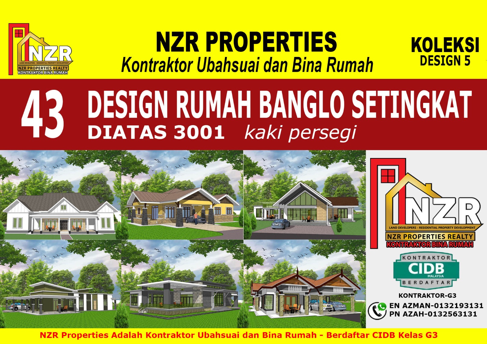 DESIGN 5- 43 Design Rumah Banglo Satu Tingkat-Melebihi 3,000 kaki persegi