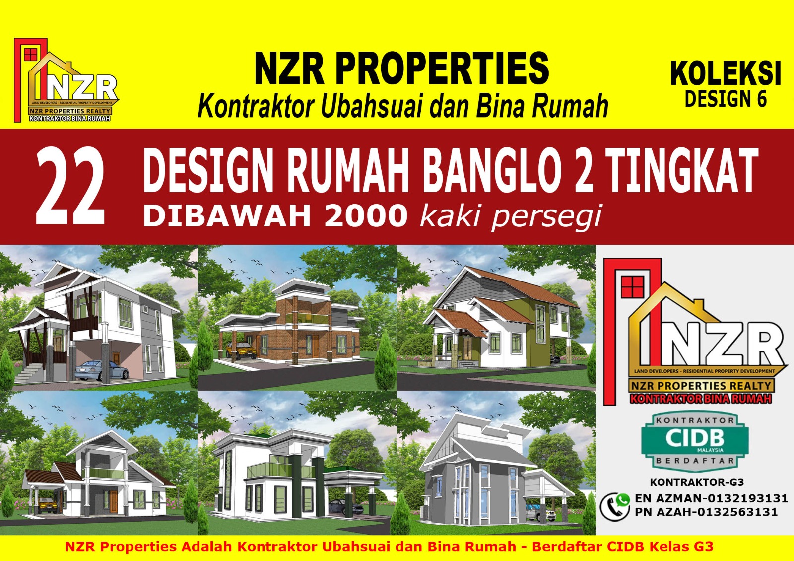 DESIGN 6- 22 Design Rumah Banglo Dua Tingkat-Tidak Melebihi 2,000 kaki persegi