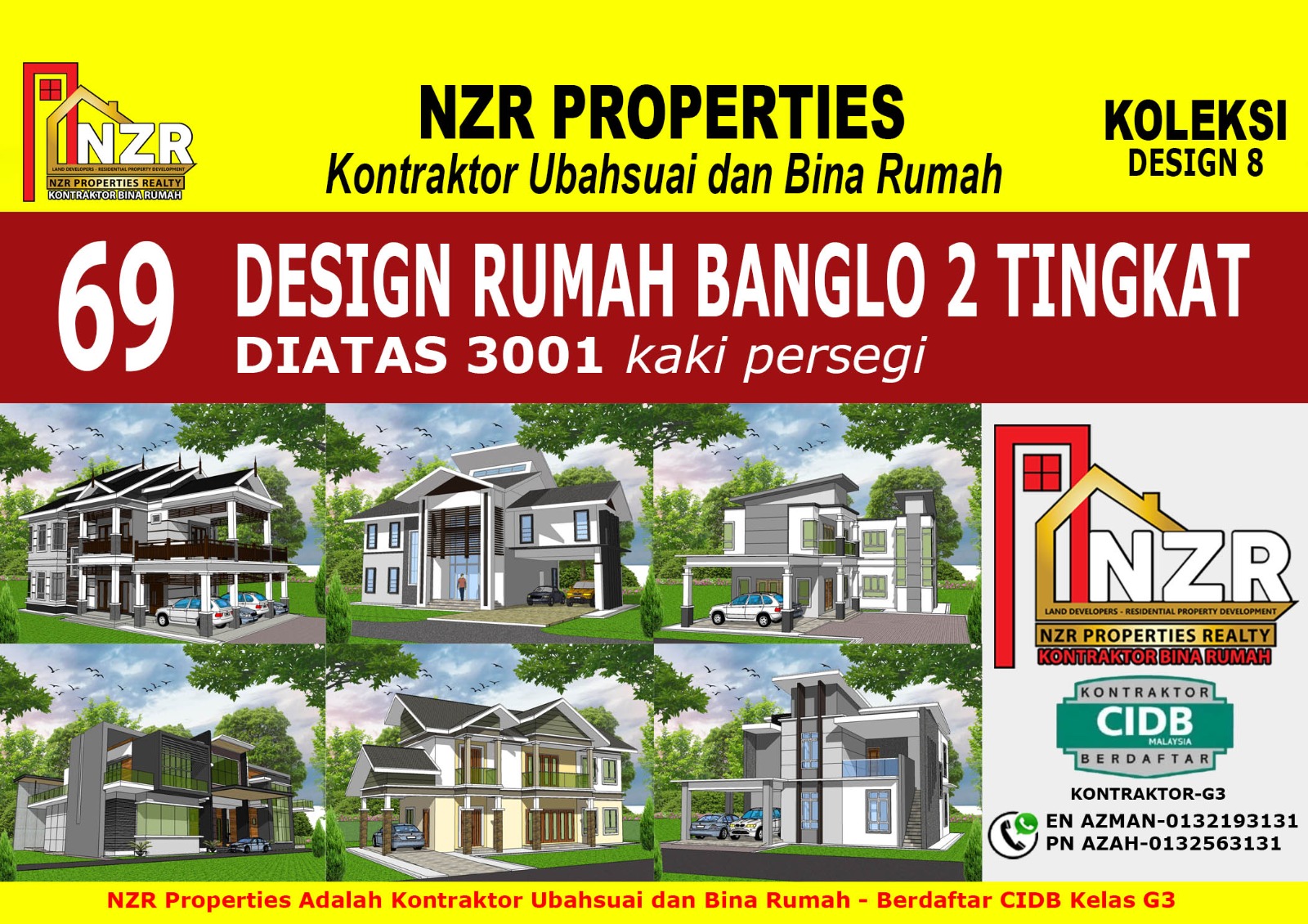 DESIGN 8- 69 Design Rumah Banglo Dua Tingkat-Melebihi 3,000 kaki persegi